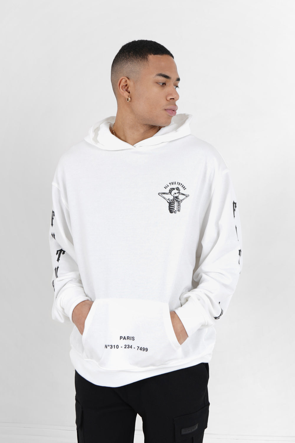 Sixth June - Sweat capuche squelette gothique Blanc