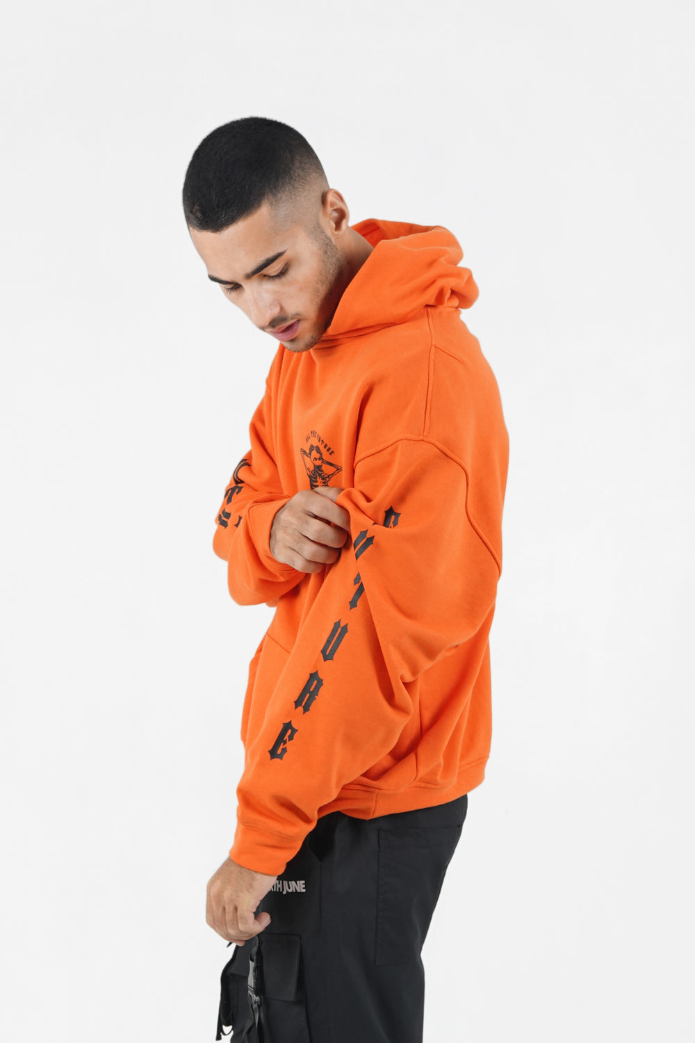 Sixth June - Sweat capuche squelette gothique Orange
