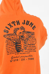 Sixth June - Sweat capuche squelette gothique Orange