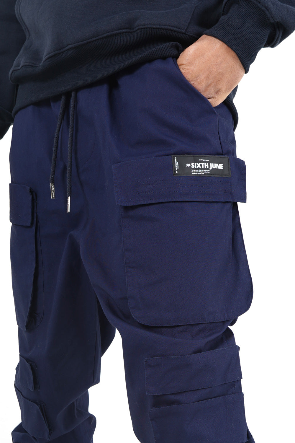 Sixth June - Pantalon cargo tactique poches Bleu foncé