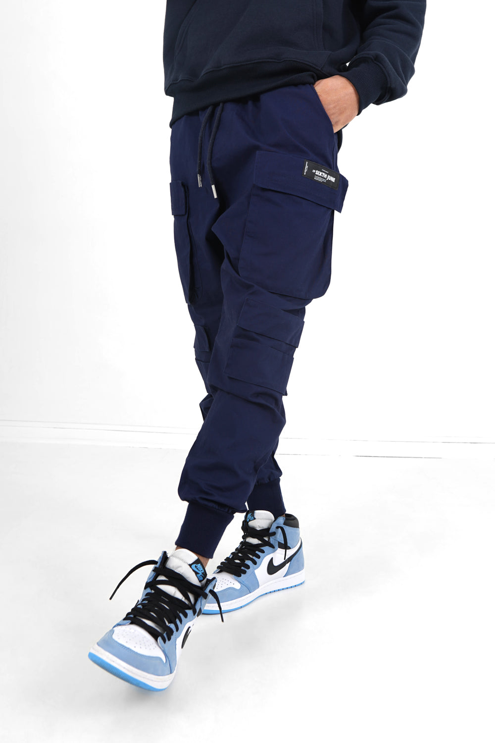 Sixth June - Pantalon cargo tactique poches Bleu foncé