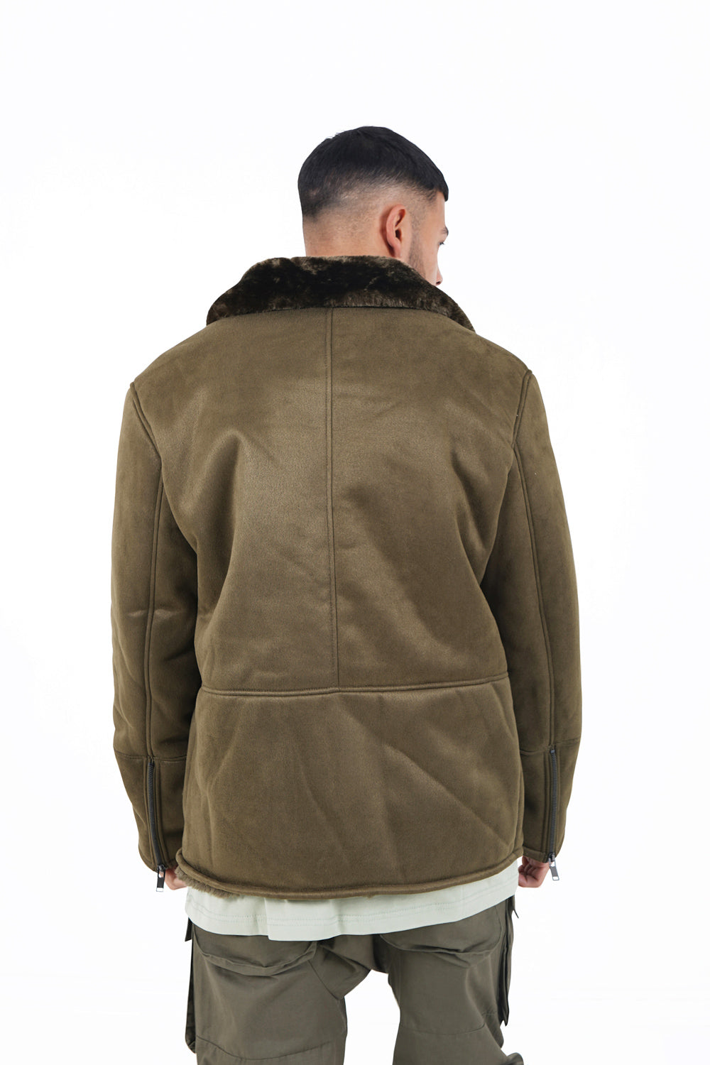 Sixth June - Veste suédine revers fourrure Vert kaki