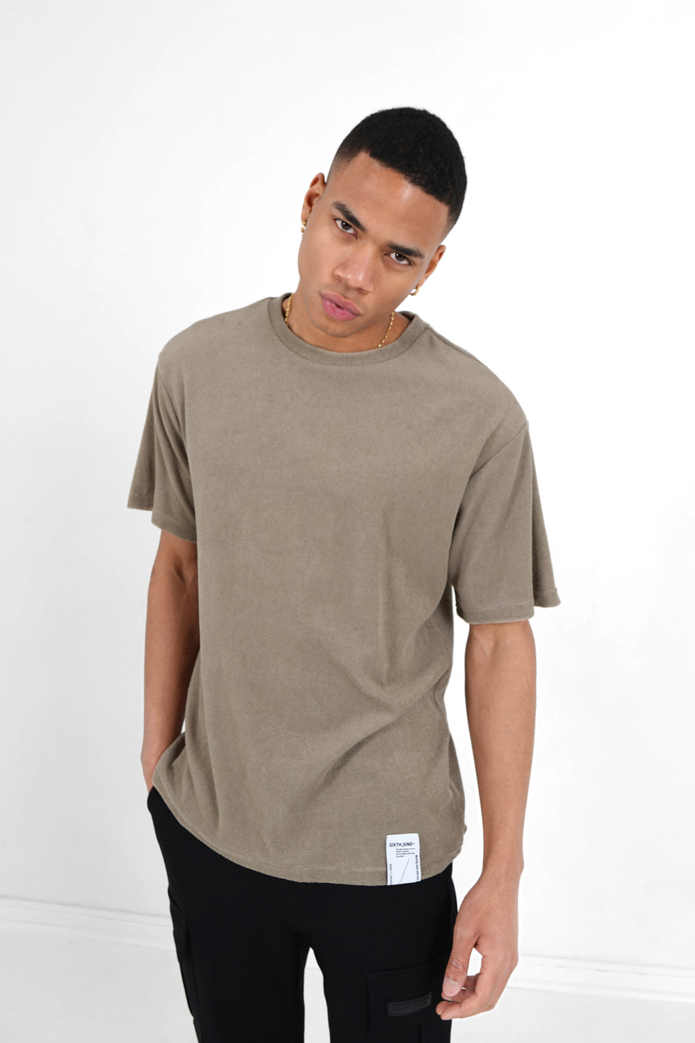 Sixth June - T-shirt tissu bouclette Vert kaki