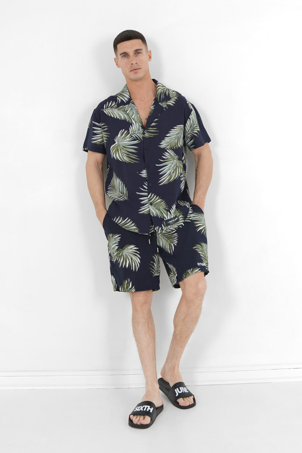 Sixth June - Chemise fluide tropicale Bleu foncé