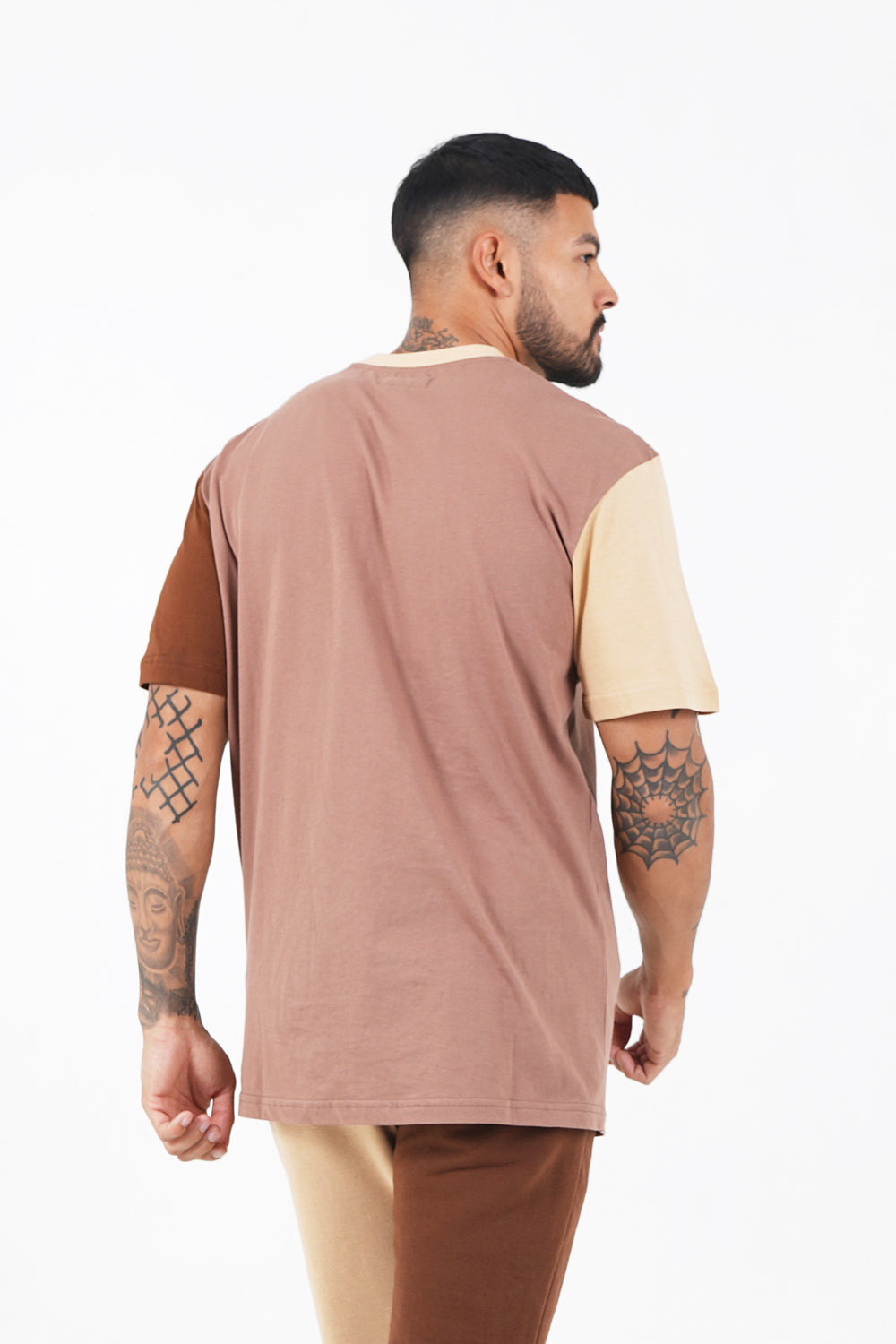 Sixth June - T-shirt tricolore logo Marron