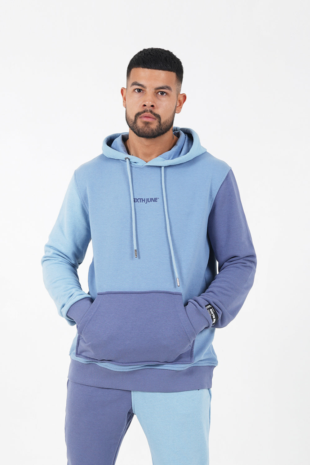 Sixth June - Sweat capuche tricolore logo Bleu