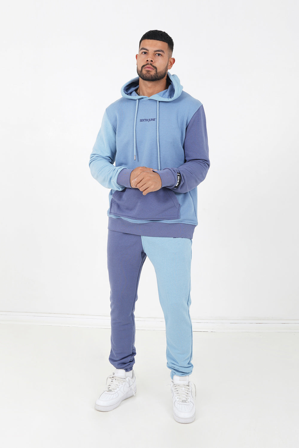 Sixth June - Sweat capuche tricolore logo Bleu