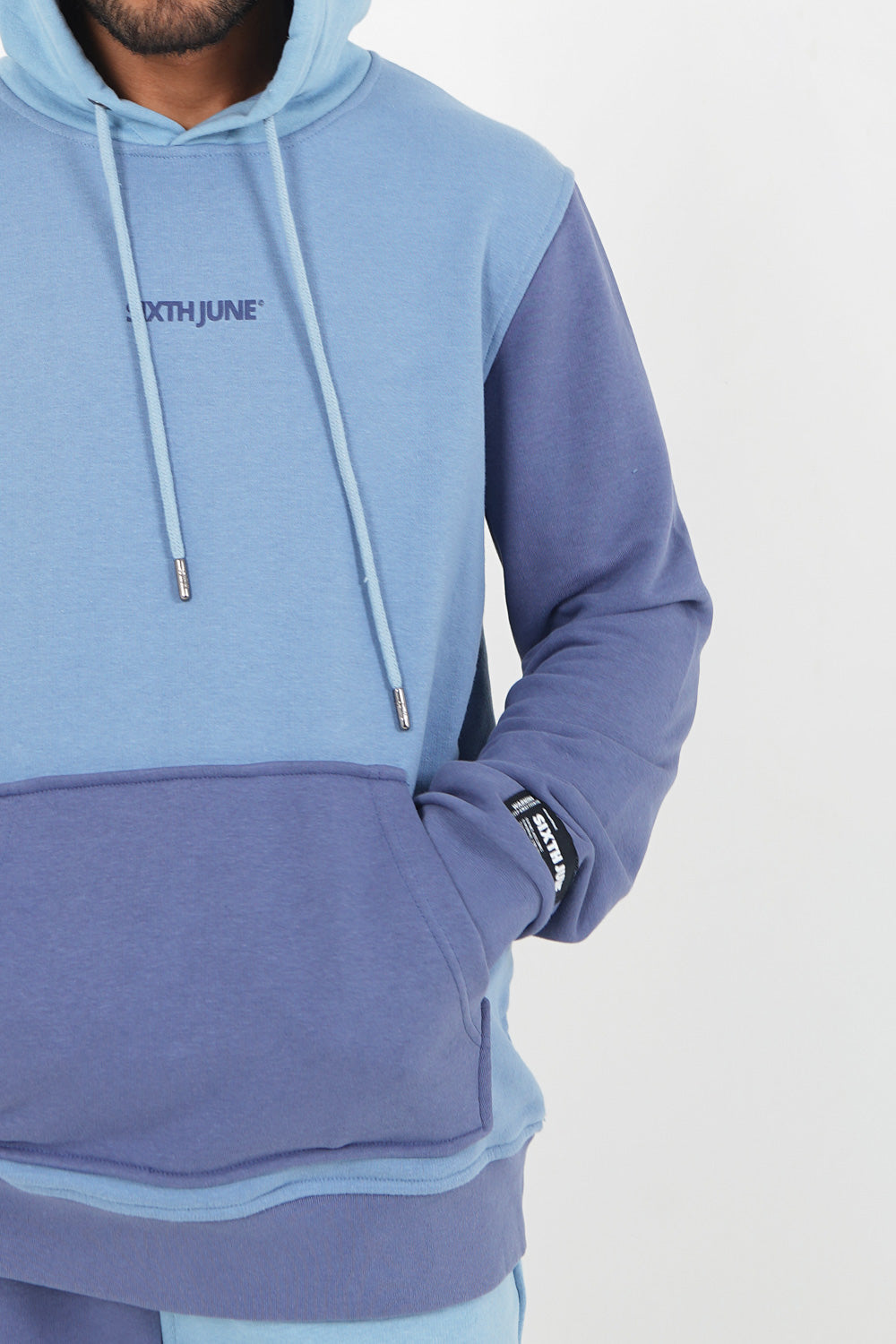 Sixth June - Sweat capuche tricolore logo Bleu