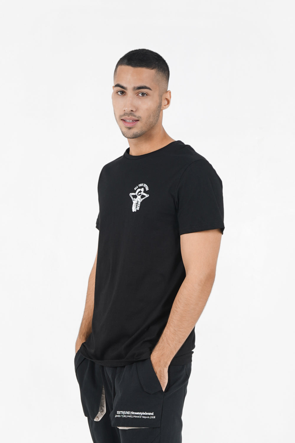 Sixth June - T-shirt squelette gothique Noir