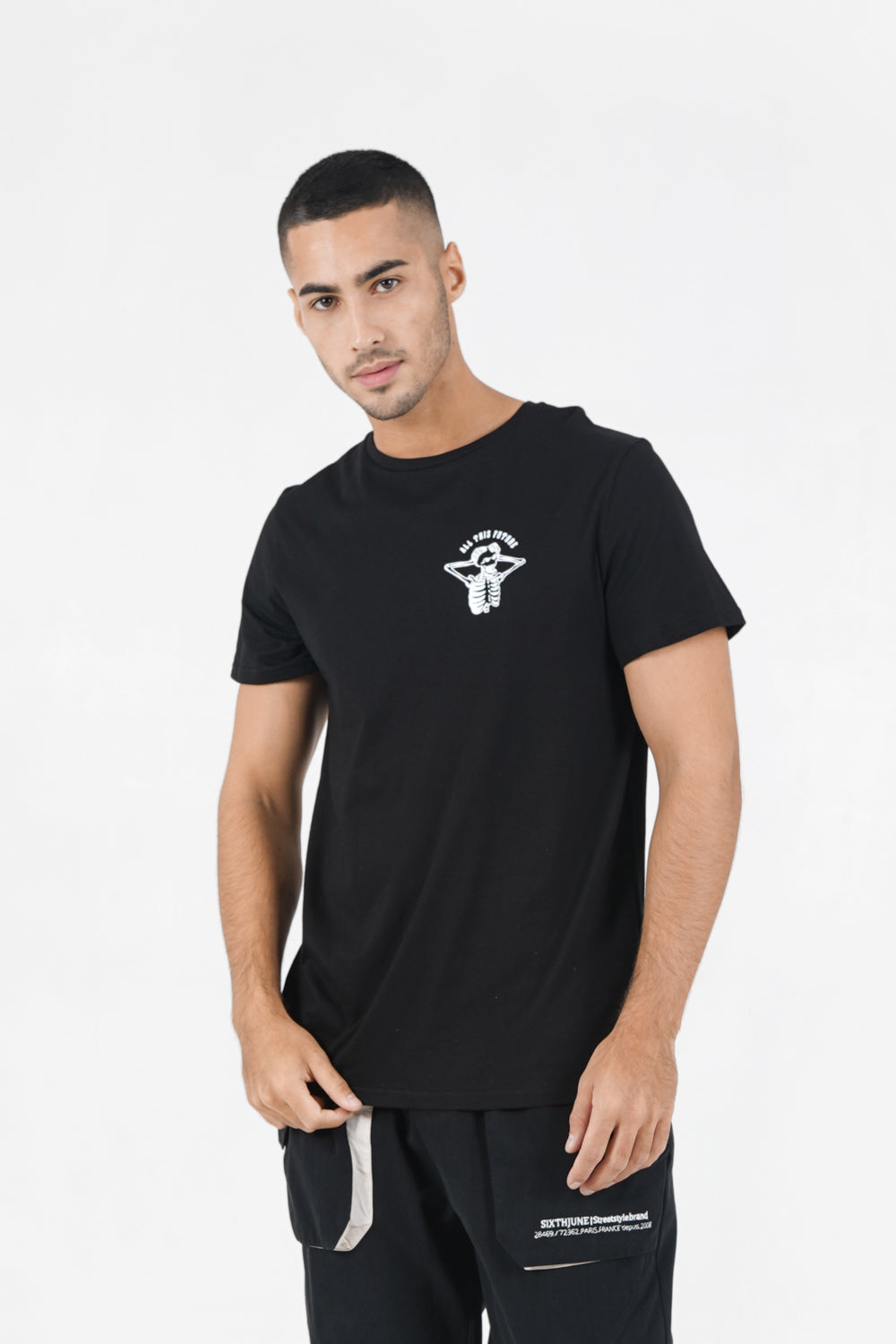 Sixth June - T-shirt squelette gothique Noir