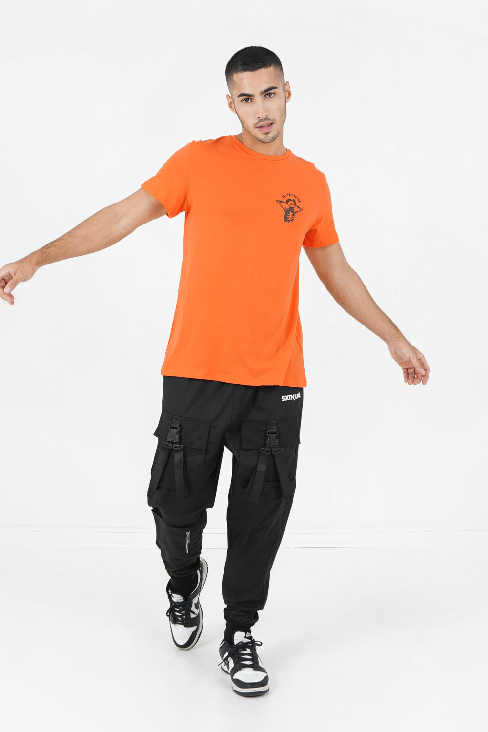 Sixth June - T-shirt squelette gothique Orange