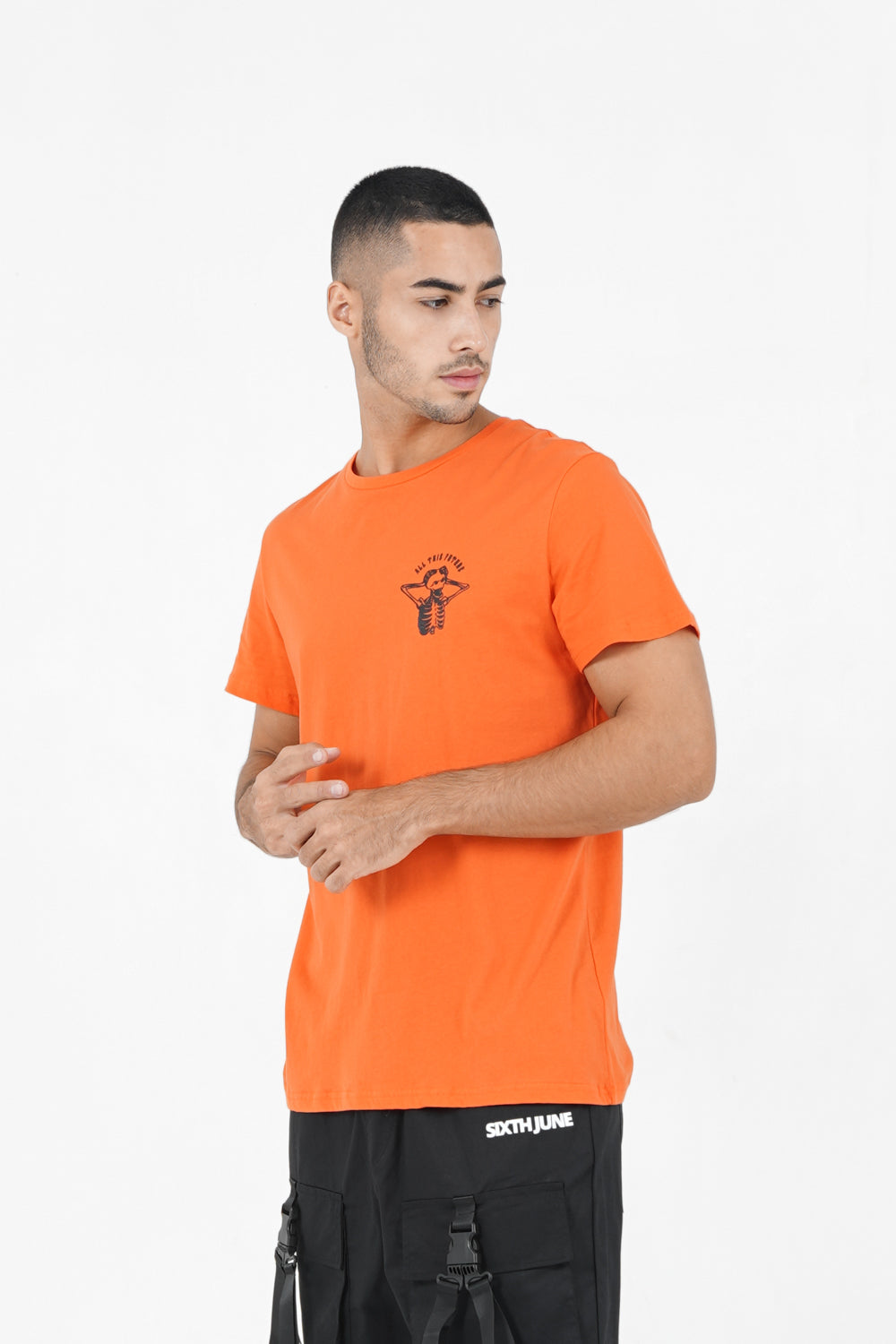 Sixth June - T-shirt squelette gothique Orange