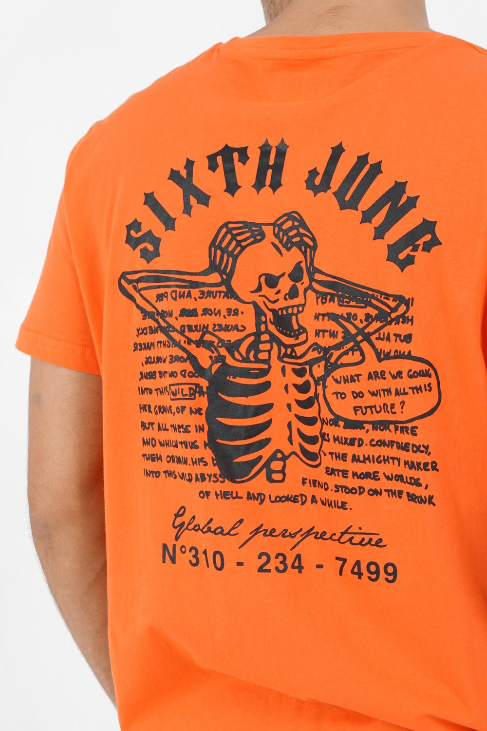 Sixth June - T-shirt squelette gothique Orange