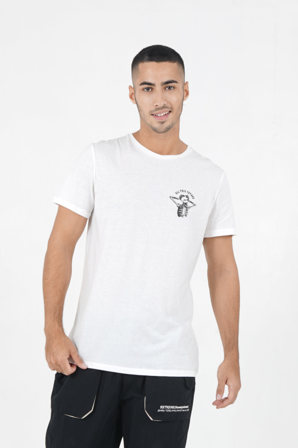 Sixth June - T-shirt squelette gothique Blanc