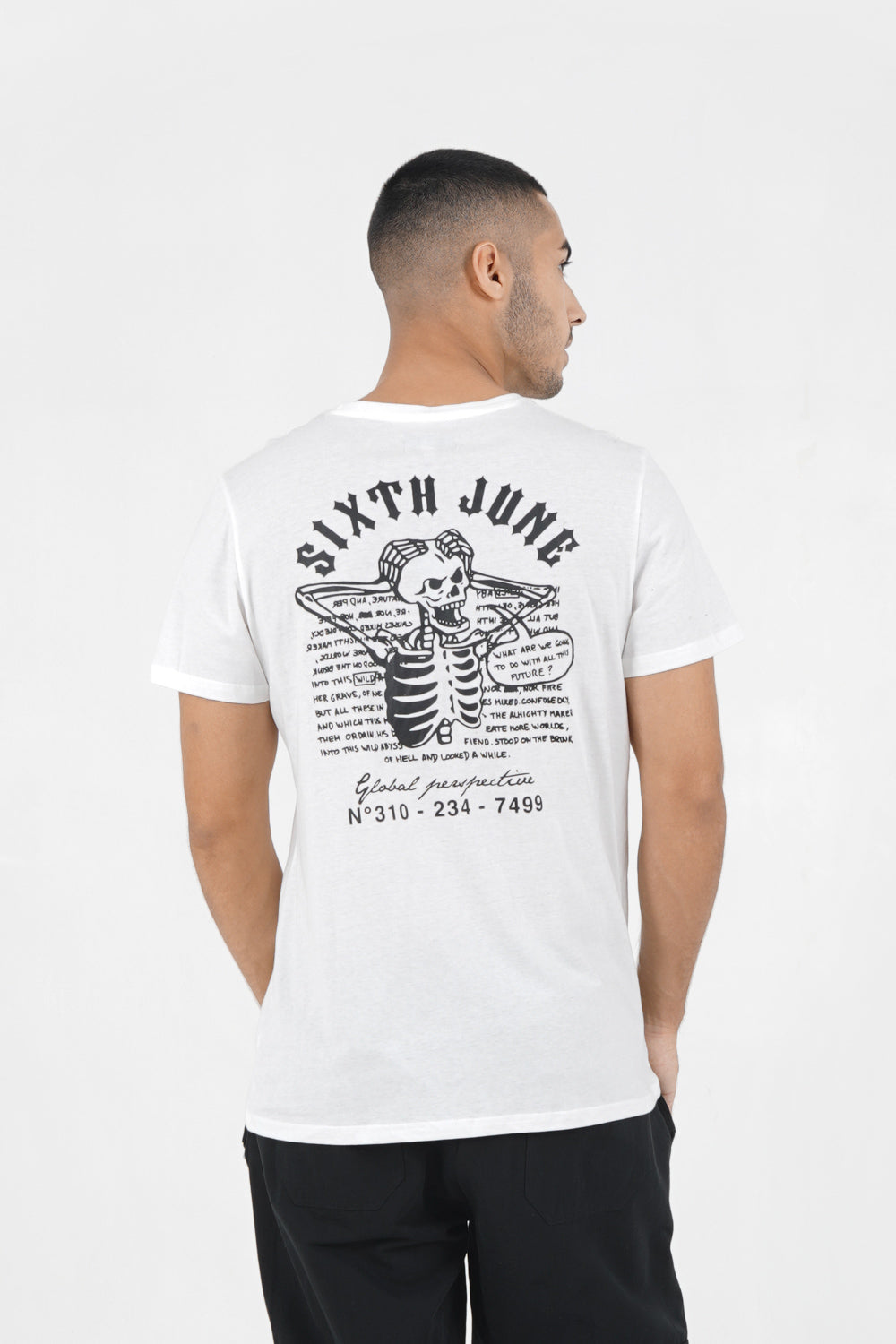 Sixth June - T-shirt squelette gothique Blanc