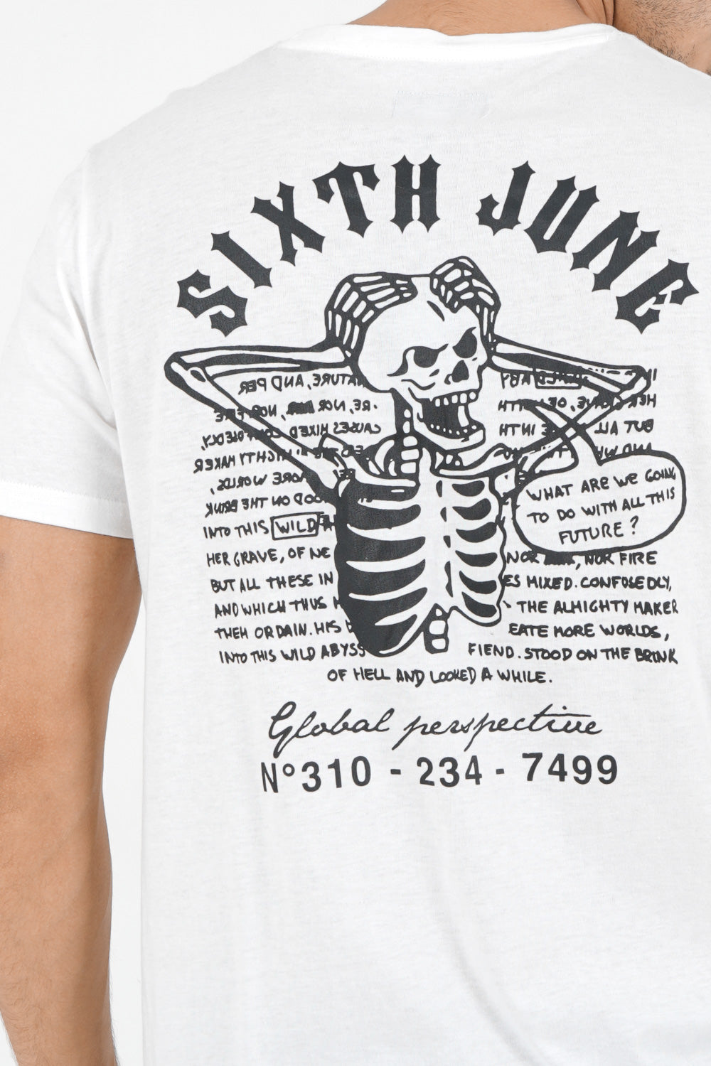 Sixth June - T-shirt squelette gothique Blanc
