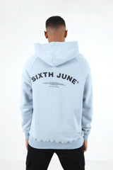 Sixth June - Sweat capuche logo incurvé Bleu clair
