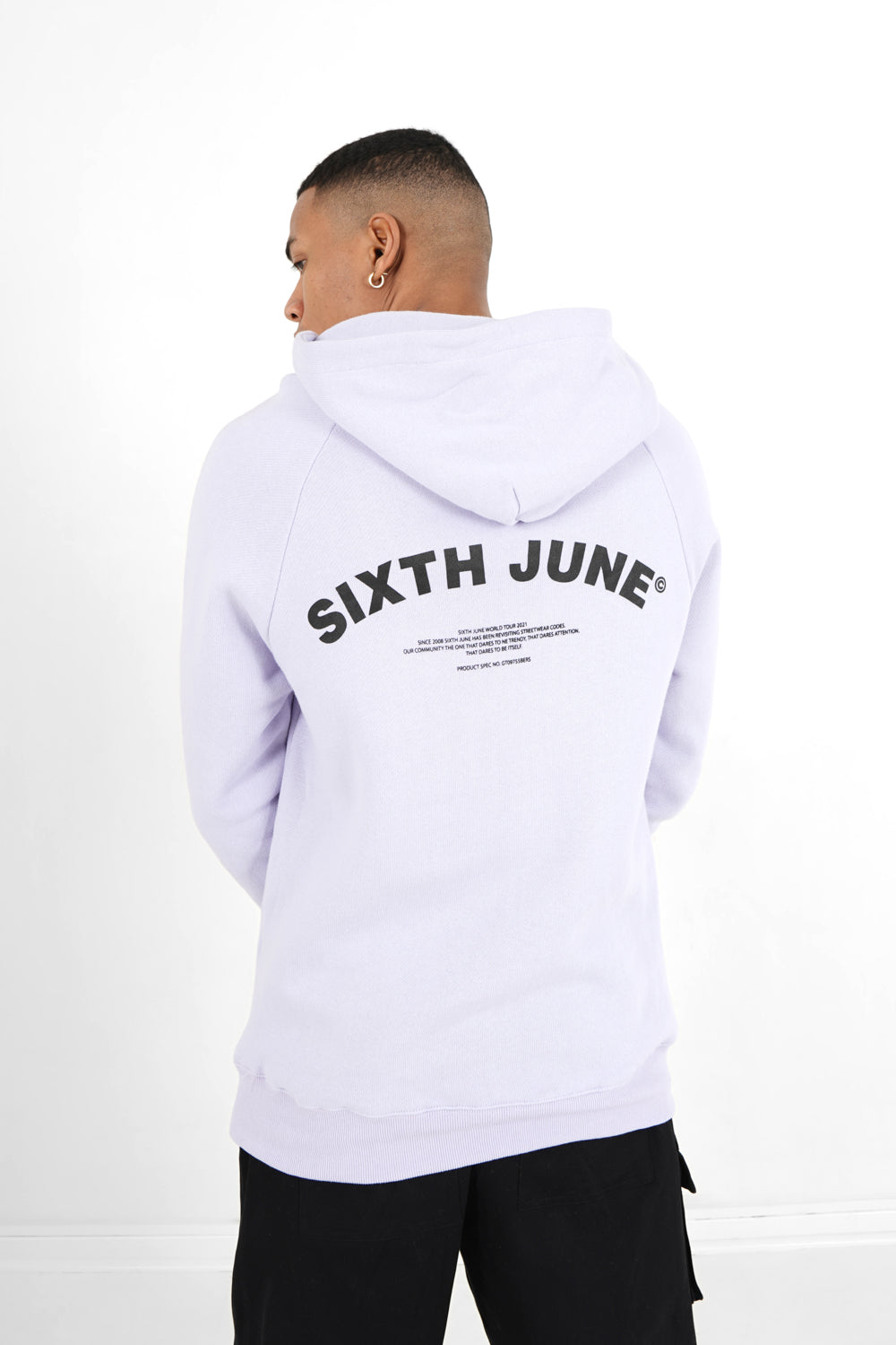 Sixth June - Sweat capuche logo incurvé Violet clair