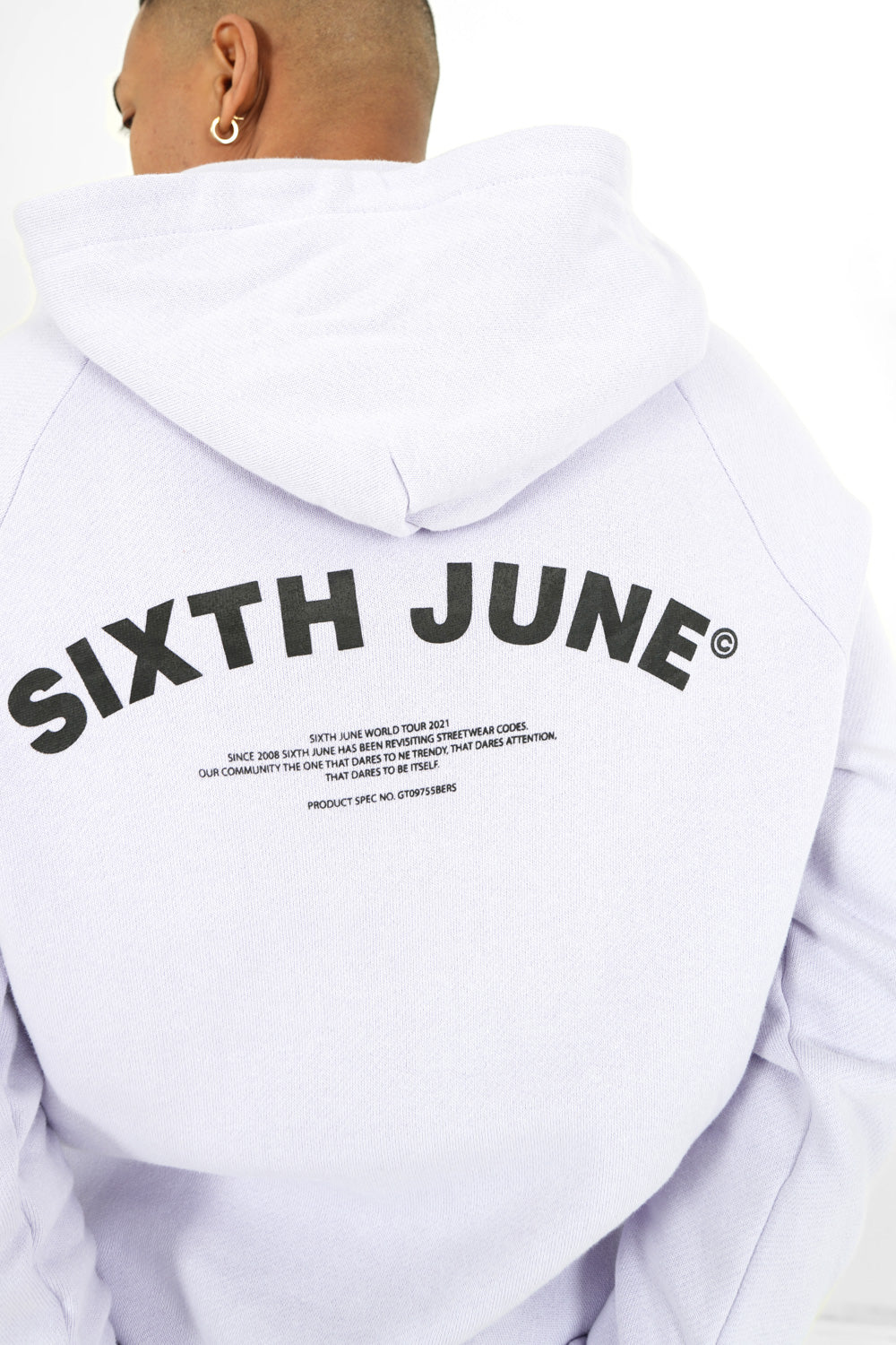 Sixth June - Sweat capuche logo incurvé Violet clair