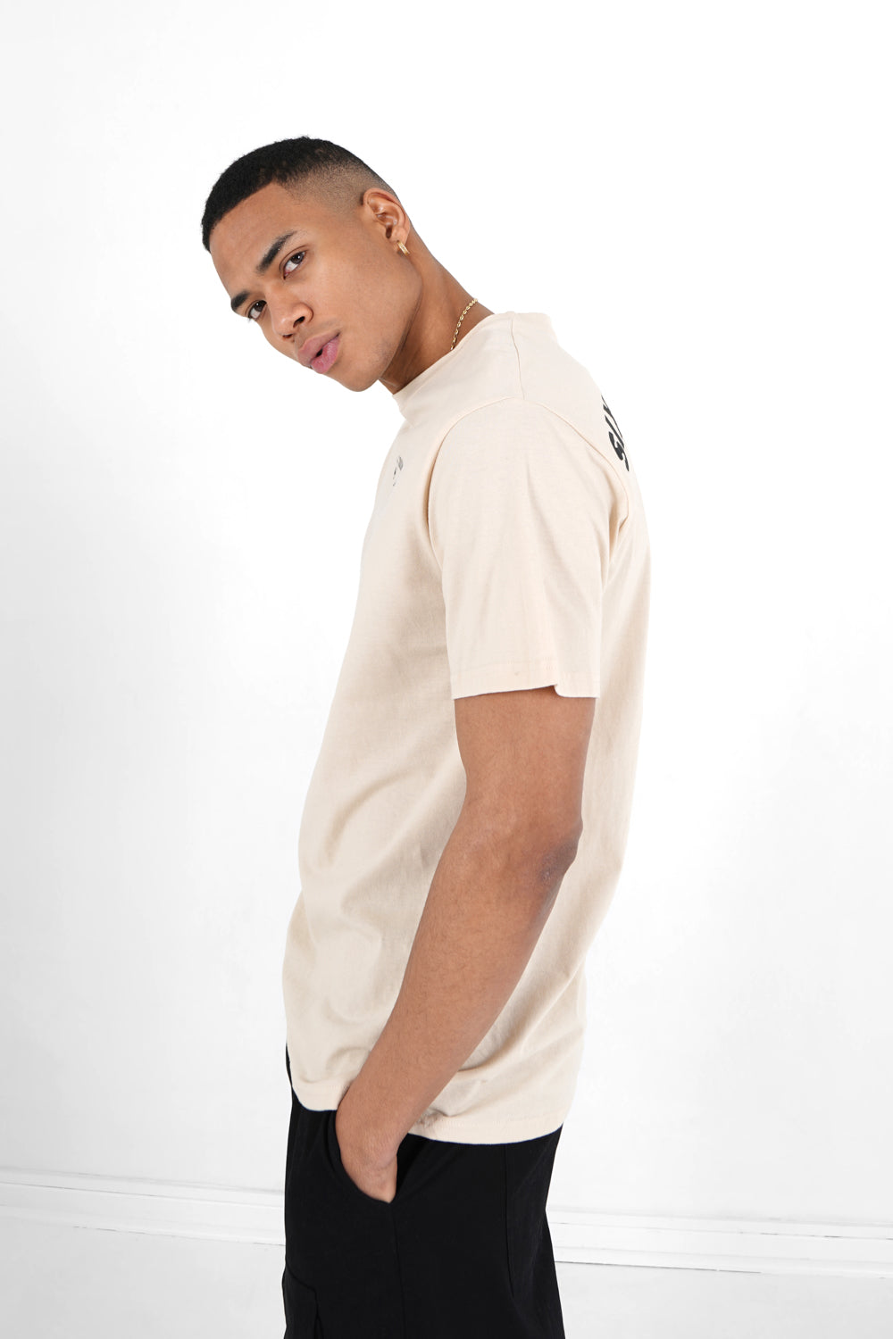 Sixth June - T-shirt logo incurvé avant arrière Beige