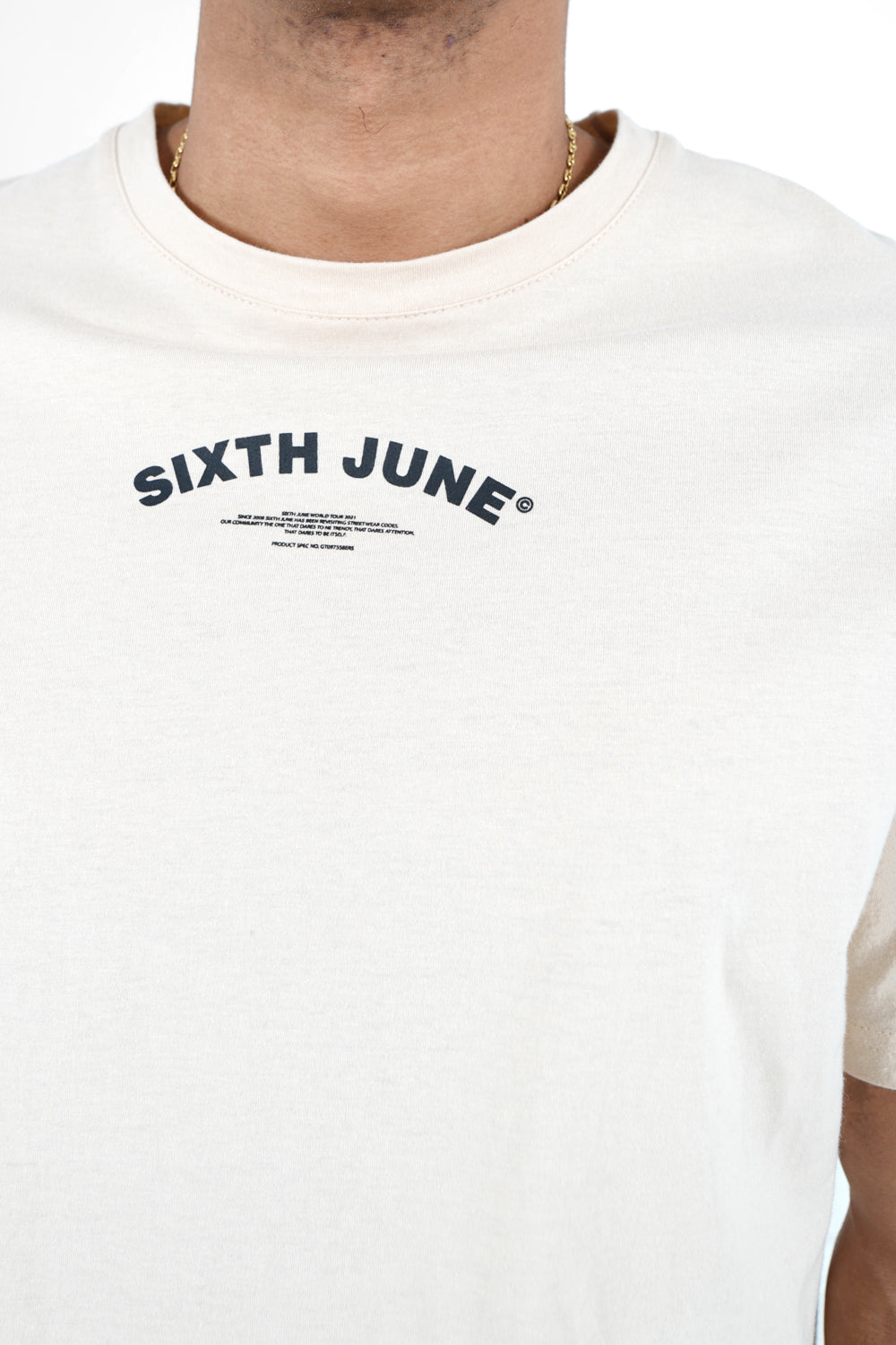 Sixth June - T-shirt logo incurvé avant arrière Beige