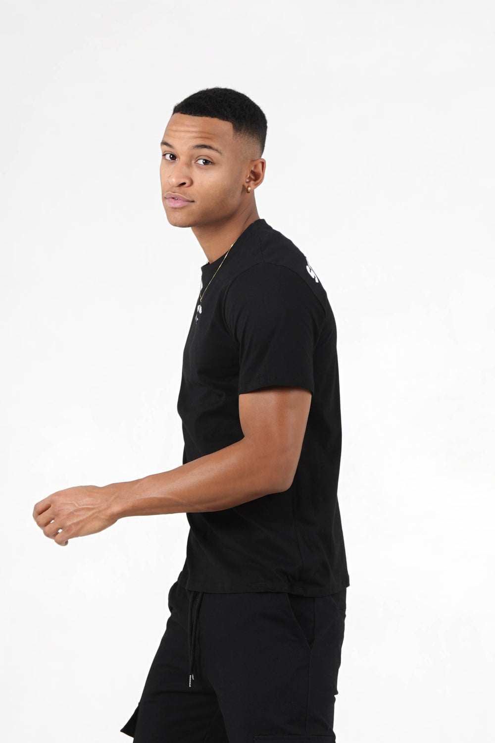 Sixth June - T-shirt logo incurvé avant arrière Noir