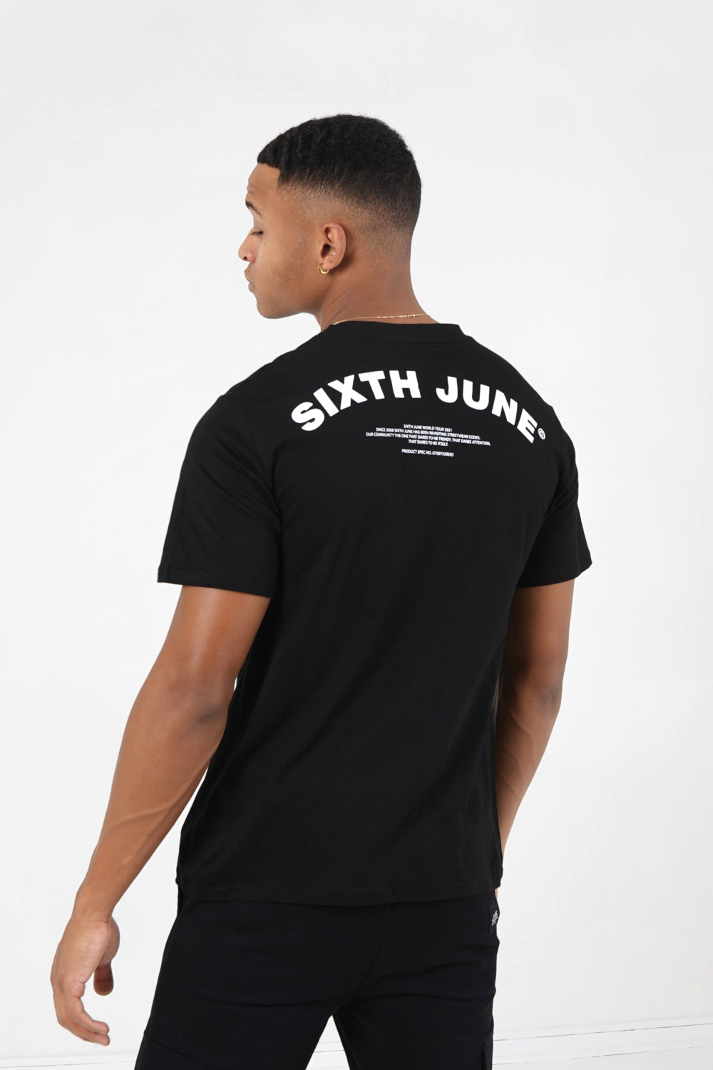 Sixth June - T-shirt logo incurvé avant arrière Noir