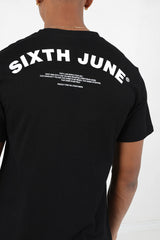 Sixth June - T-shirt logo incurvé avant arrière Noir