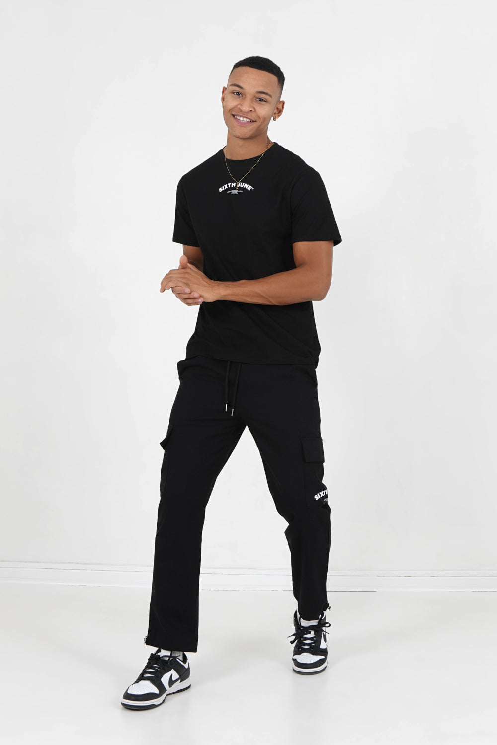Sixth June - T-shirt logo incurvé avant arrière Noir