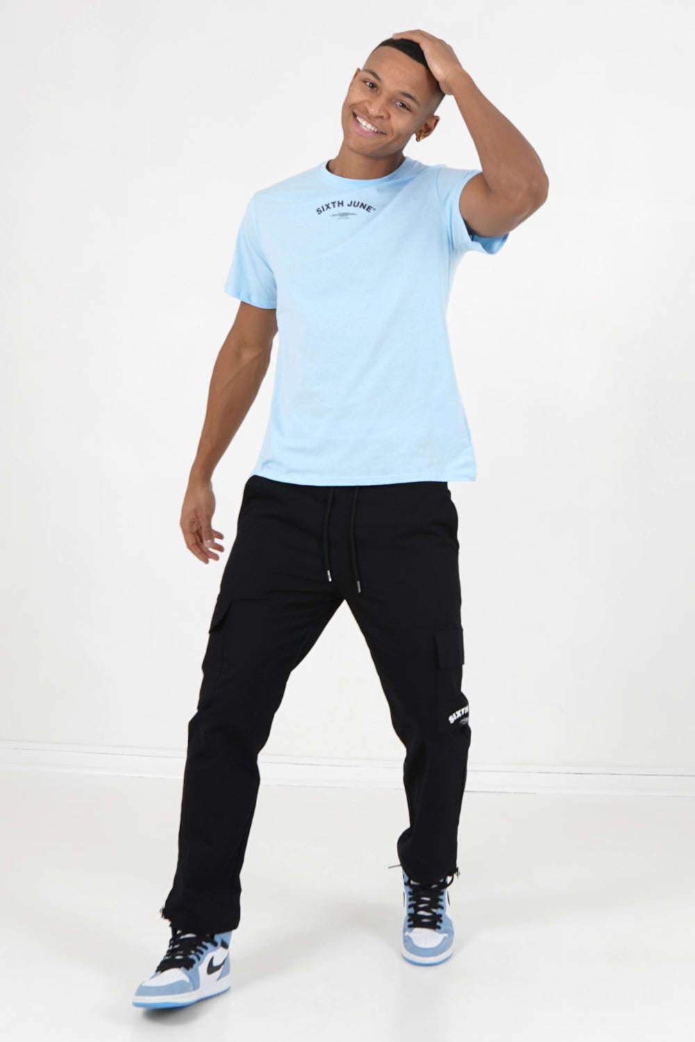 Sixth June - T-shirt logo incurvé avant arrière Bleu