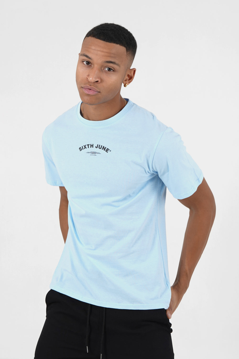 Sixth June - T-shirt logo incurvé avant arrière Bleu