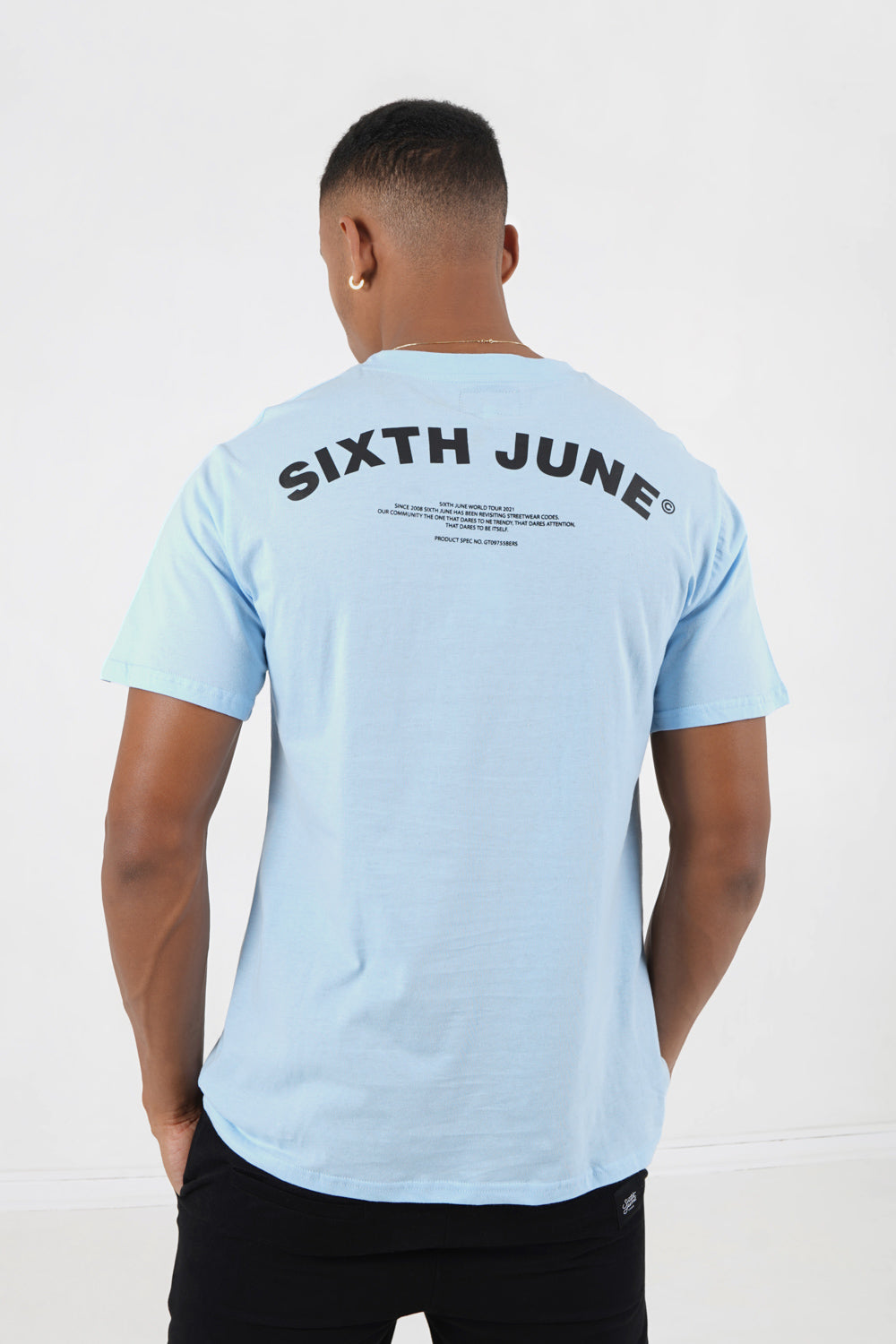 Sixth June - T-shirt logo incurvé avant arrière Bleu