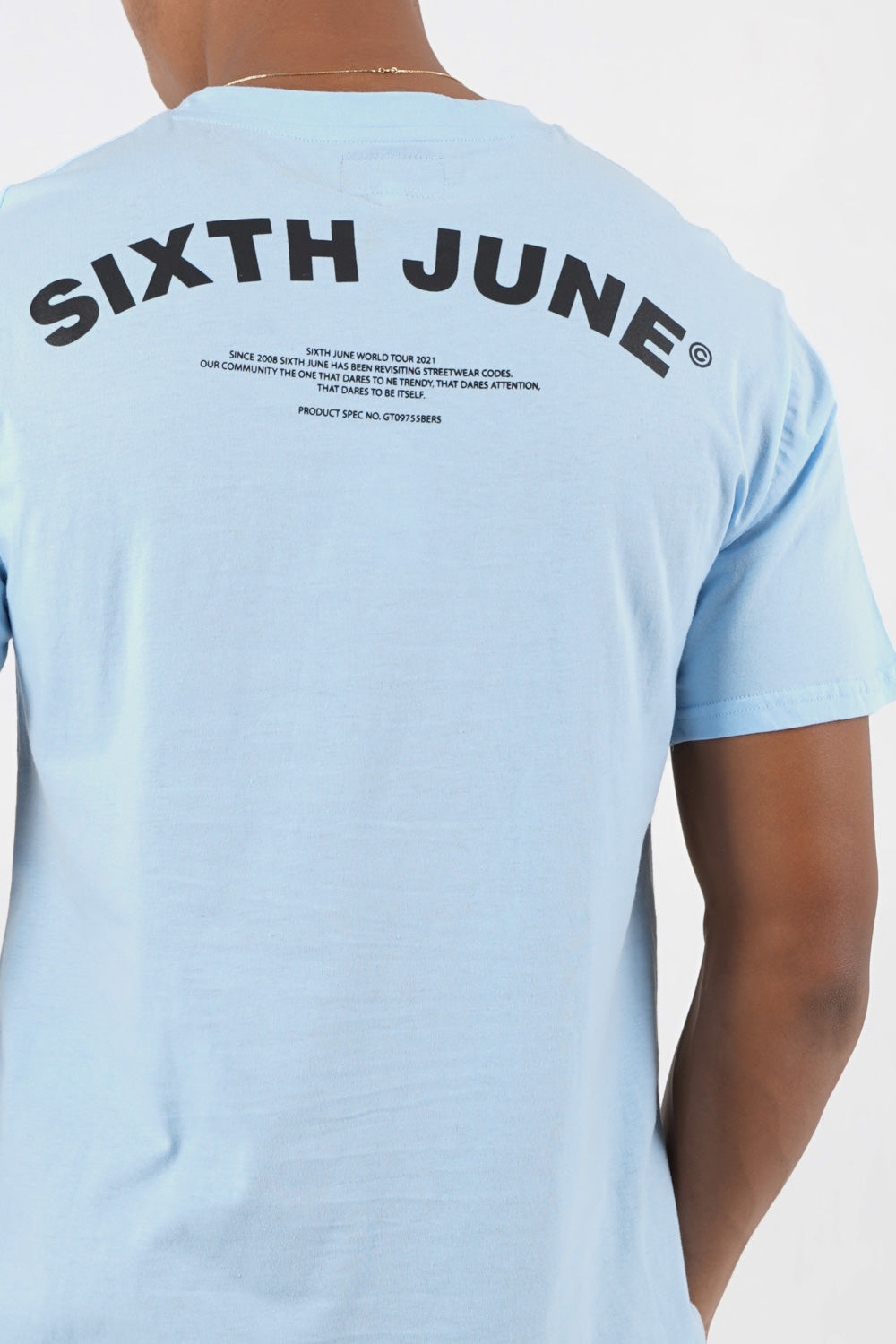 Sixth June - T-shirt logo incurvé avant arrière Bleu