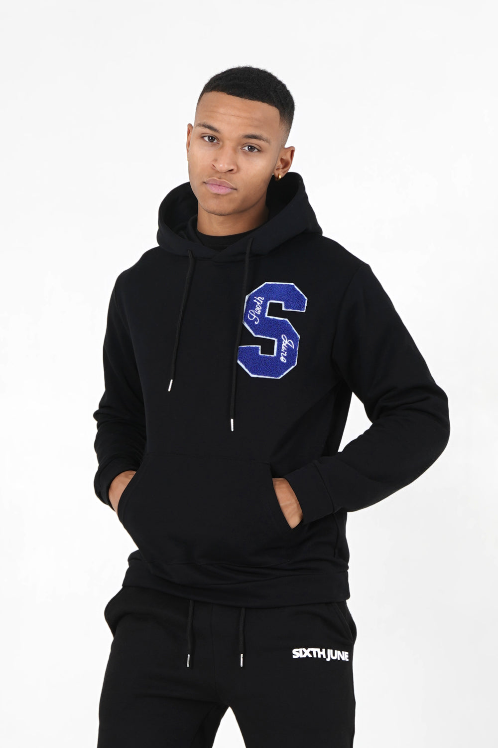 Sixth June - Sweat capuche logo patch université Noir