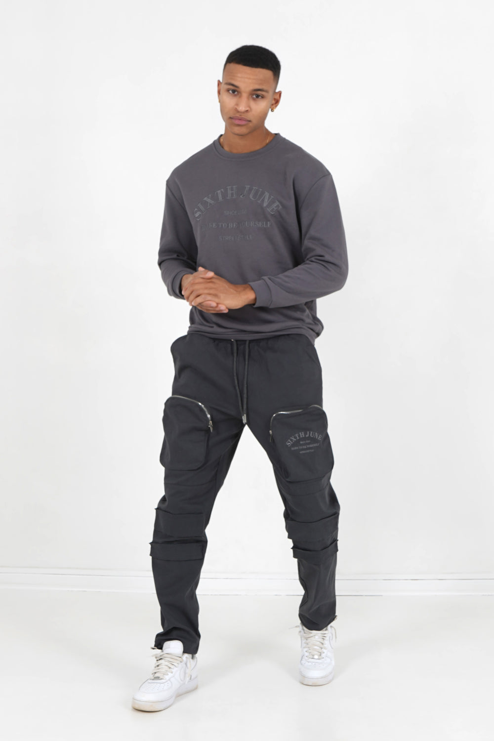 Sixth June - Sweatshirt broderies Gris foncé