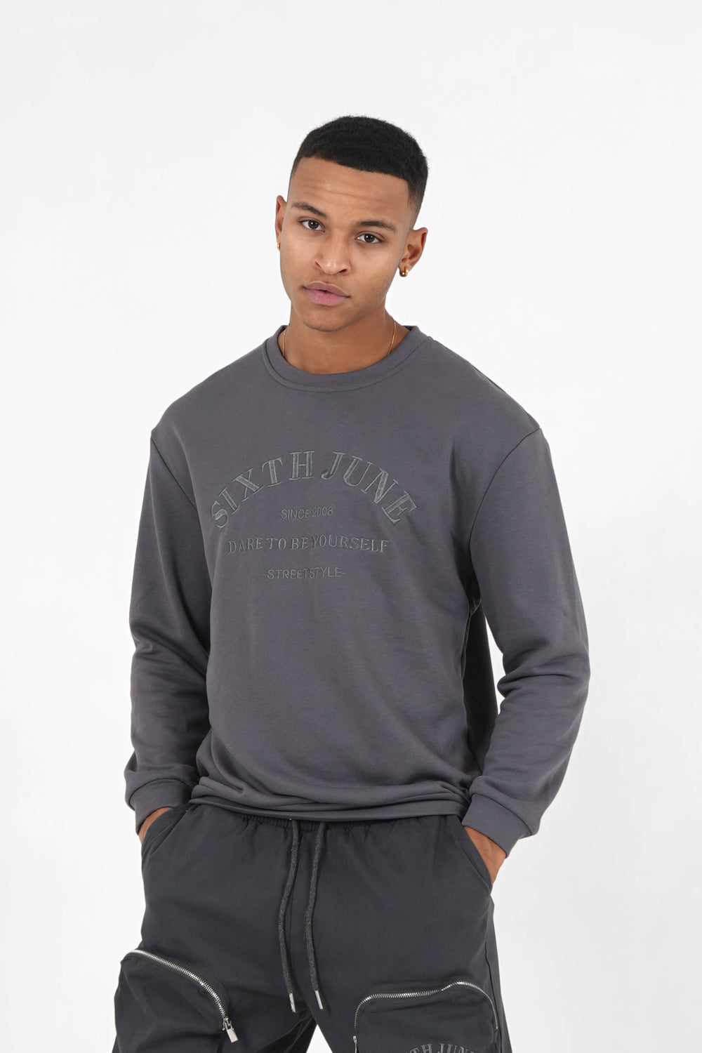 Sixth June - Sweatshirt broderies Gris foncé