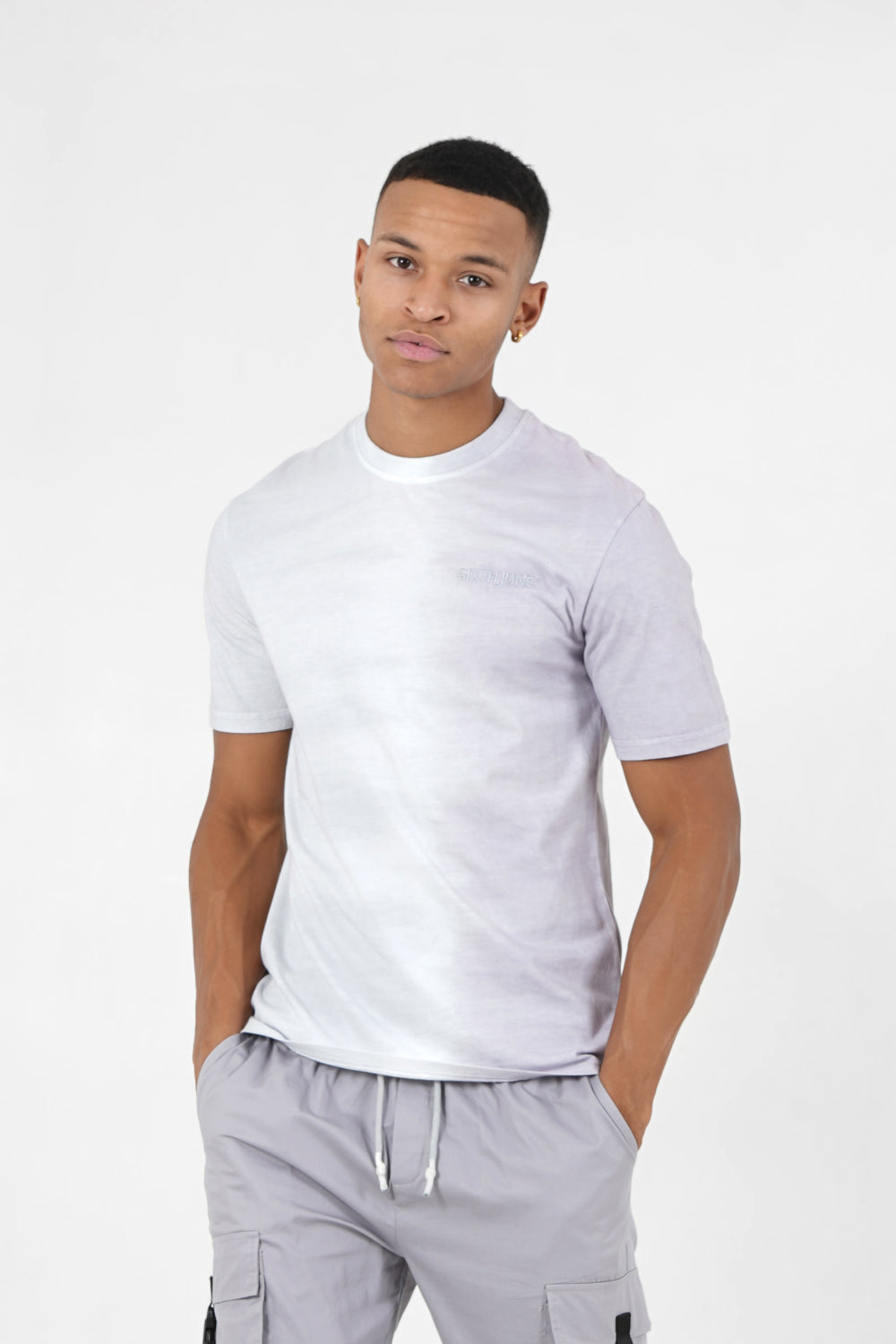 Sixth June - T-shirt bicolore délavé logo Gris