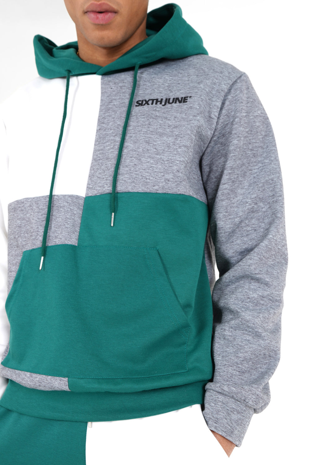 Sixth June - Sweatshirt capuche tricolore Vert