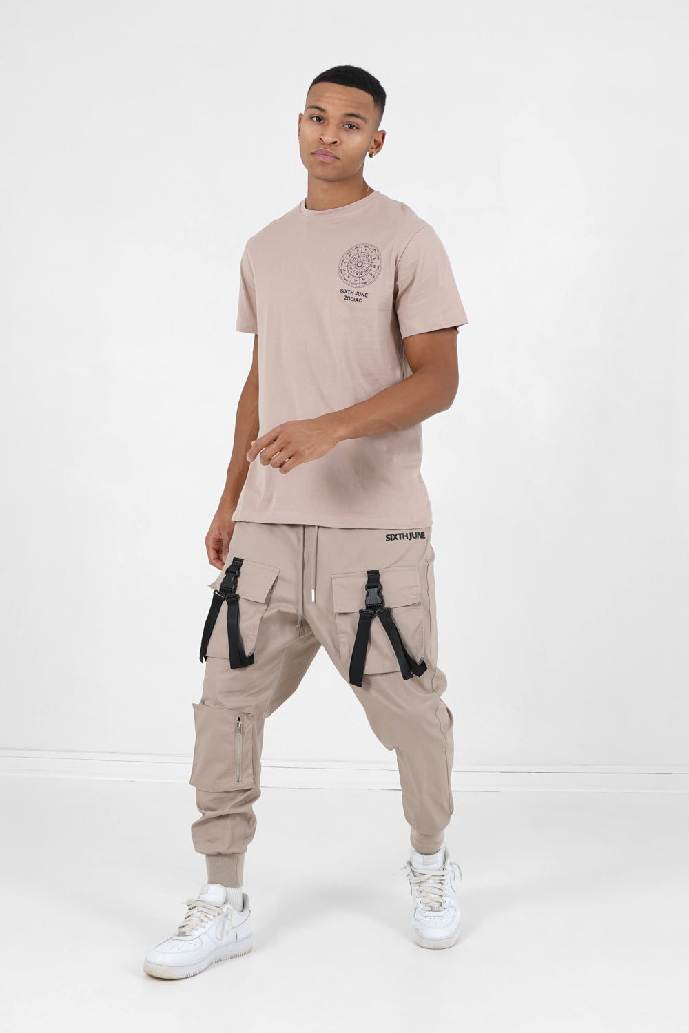 Sixth June - Cargo boucles poches logo Beige foncé