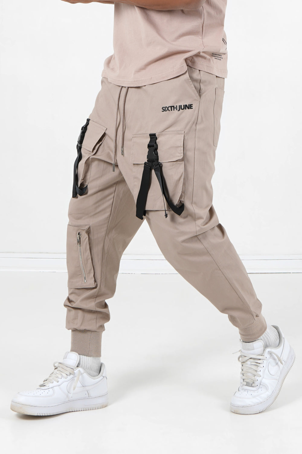 Sixth June - Cargo boucles poches logo Beige foncé