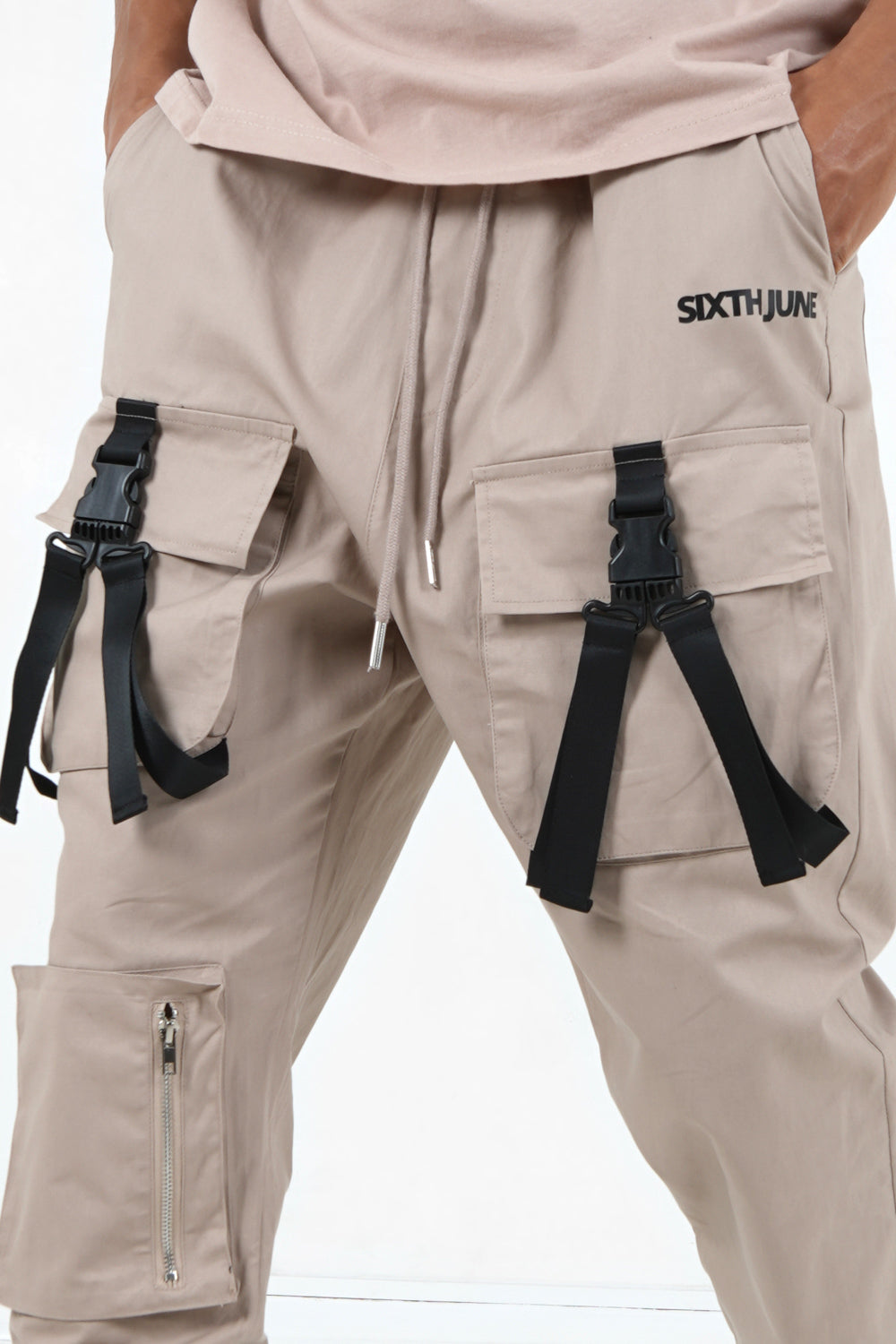 Sixth June - Cargo boucles poches logo Beige foncé