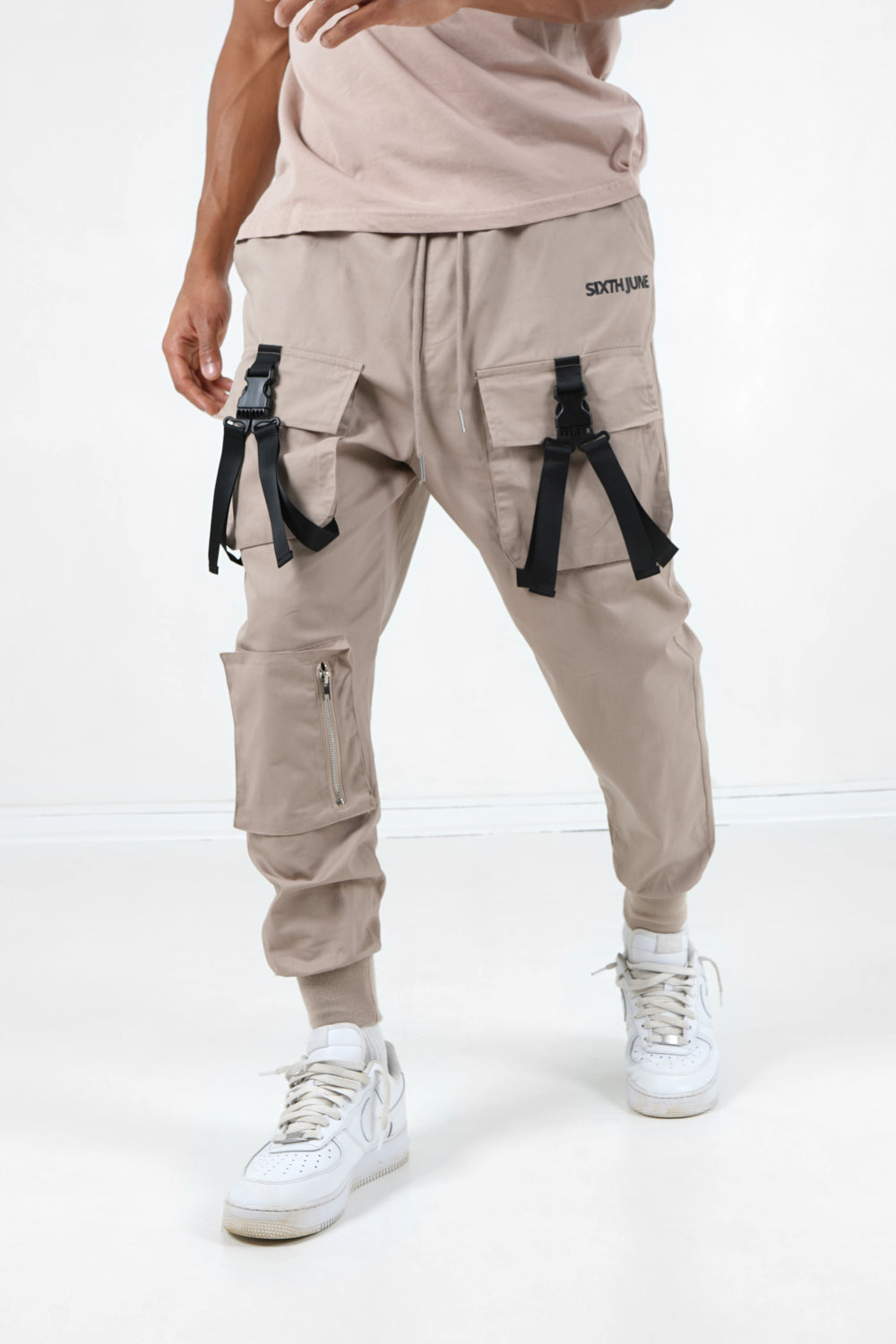 Sixth June - Cargo boucles poches logo Beige foncé