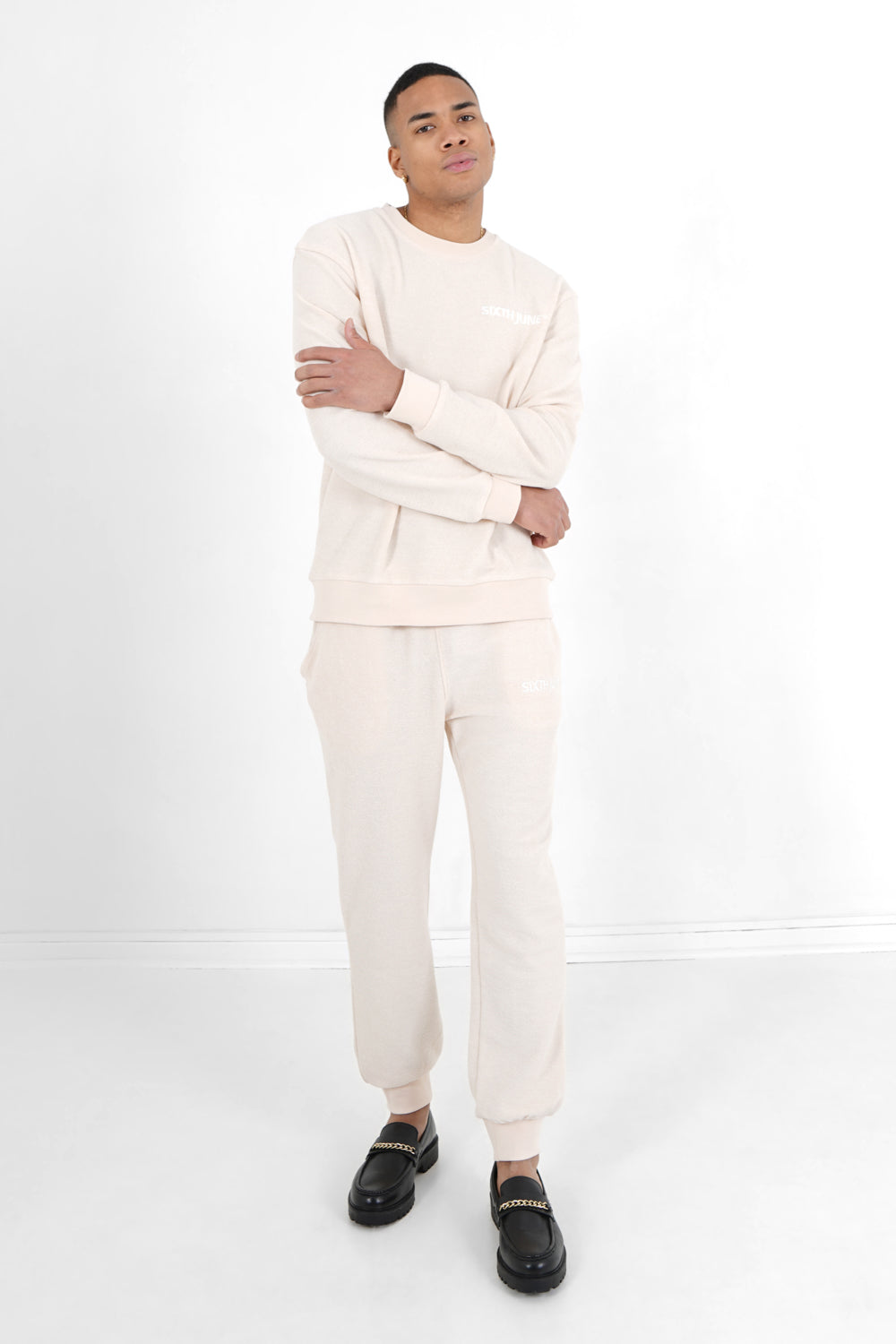 Sixth June - Sweatshirt tissu bouclette Blanc cassé