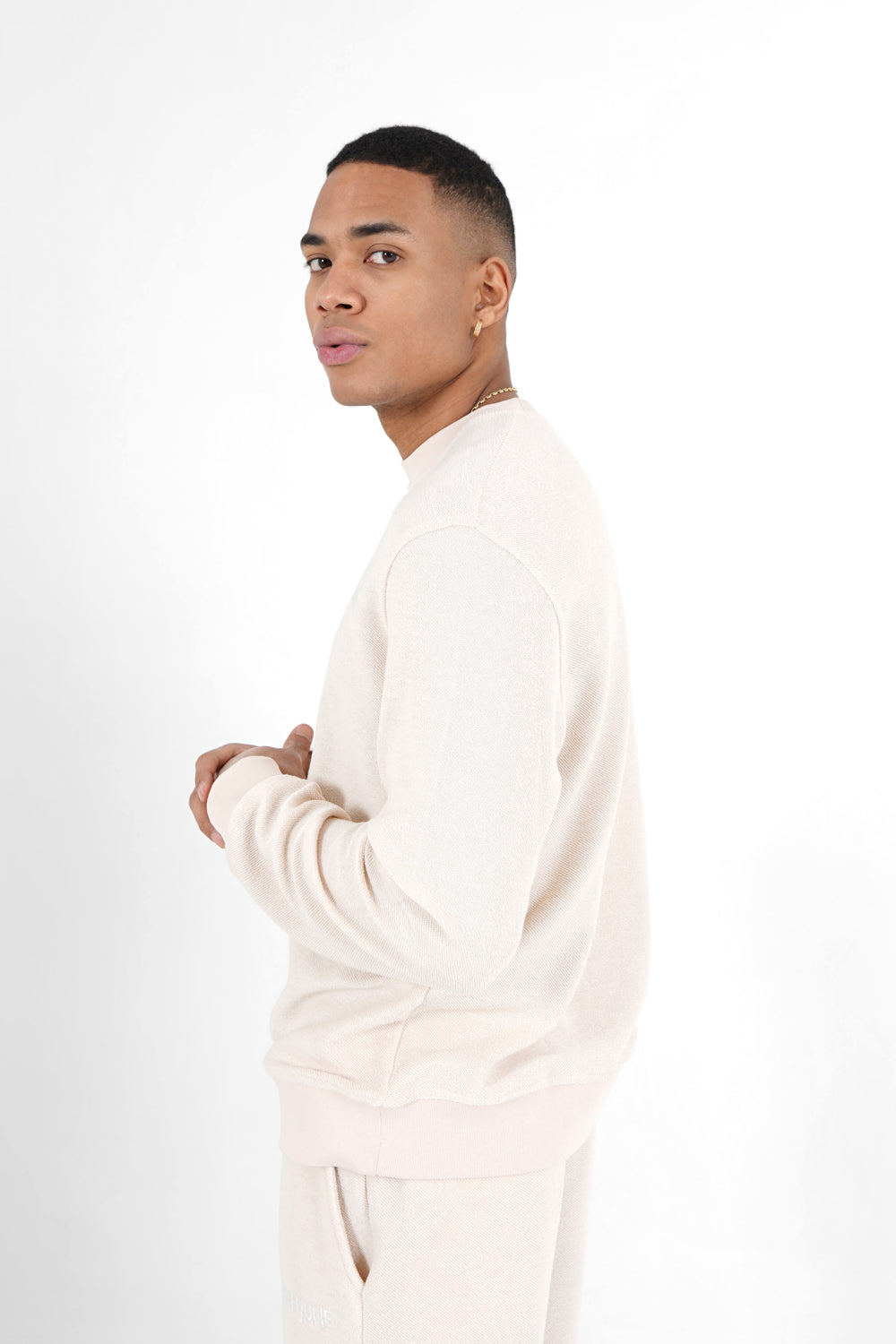 Sixth June - Sweatshirt tissu bouclette Blanc cassé