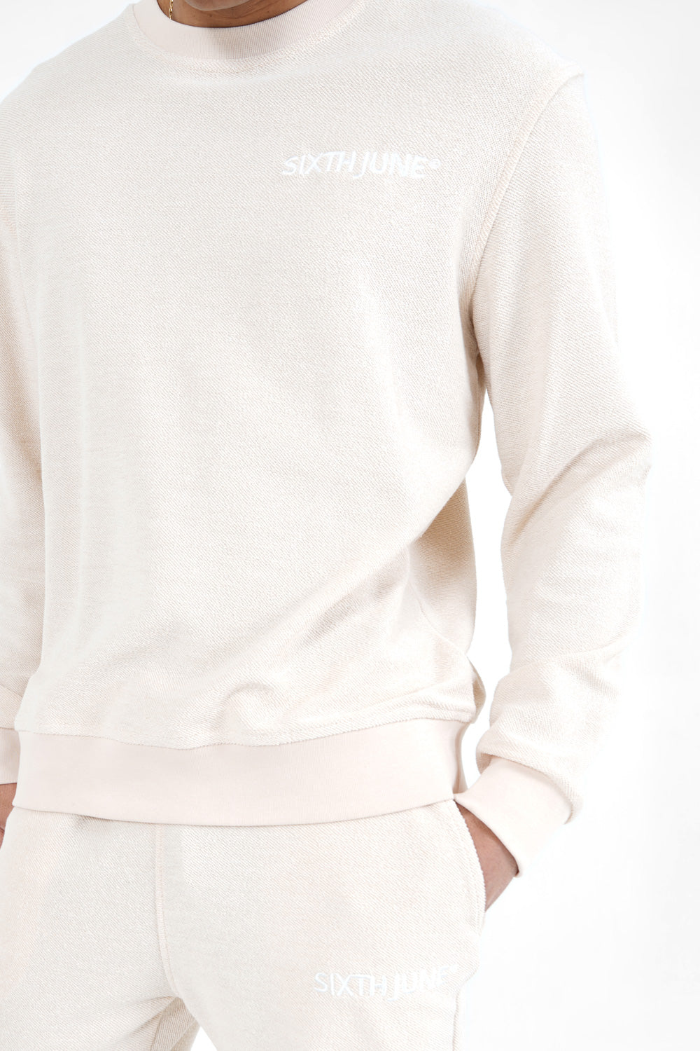 Sixth June - Sweatshirt tissu bouclette Blanc cassé