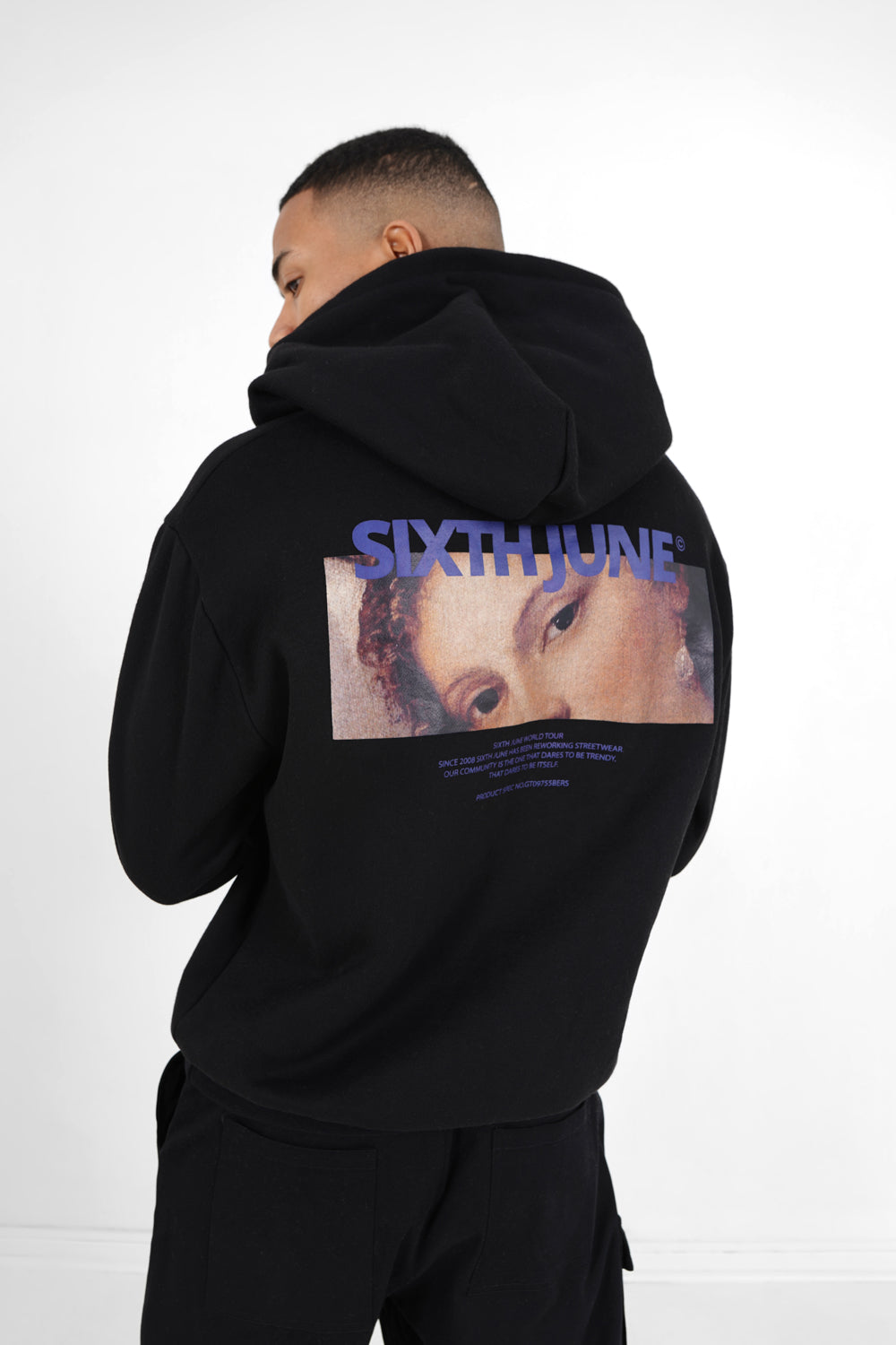 Sixth June - Sweatshirt capuche regard imprimé Noir