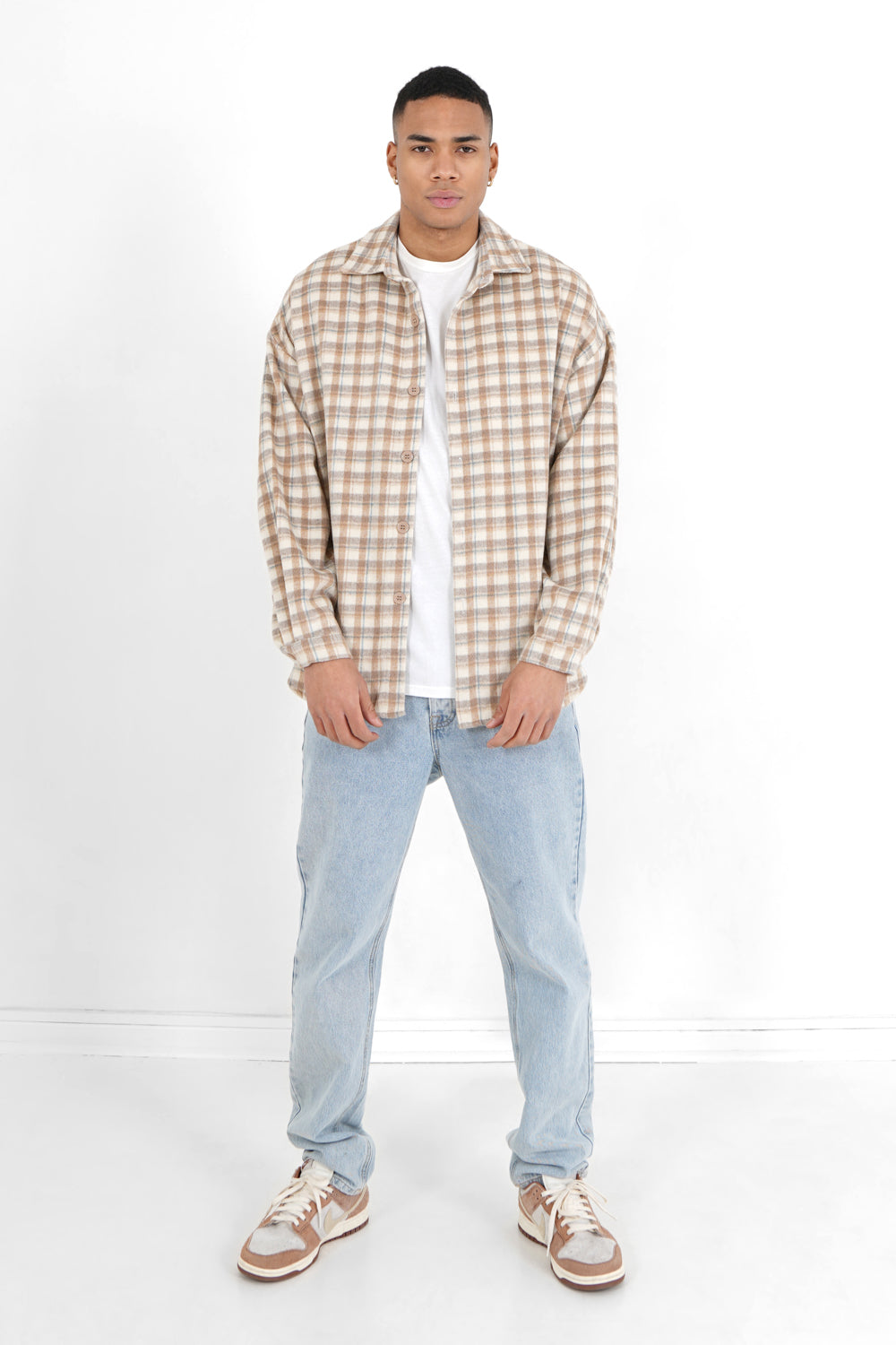 Sixth June - Chemise tartan patch bouclette Beige