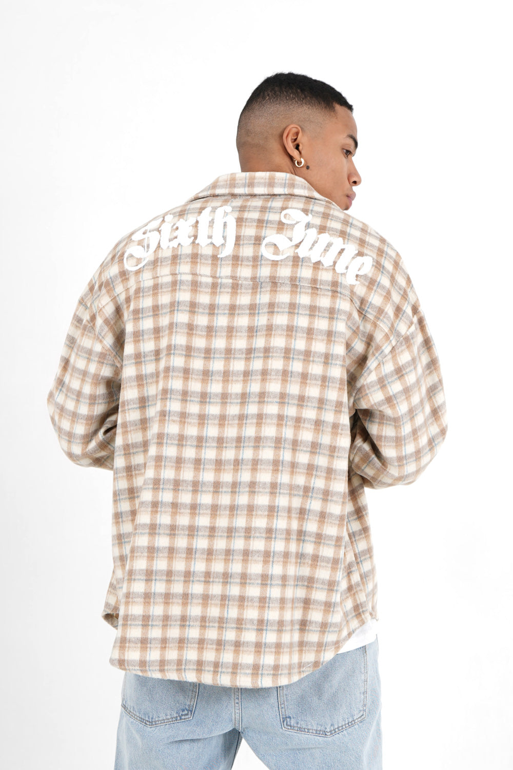 Sixth June - Chemise tartan patch bouclette Beige