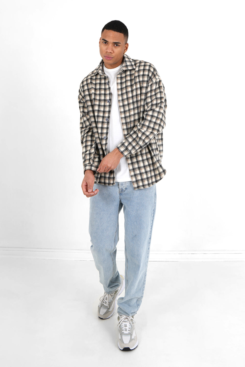 Sixth June - Chemise tartan patch bouclette Gris