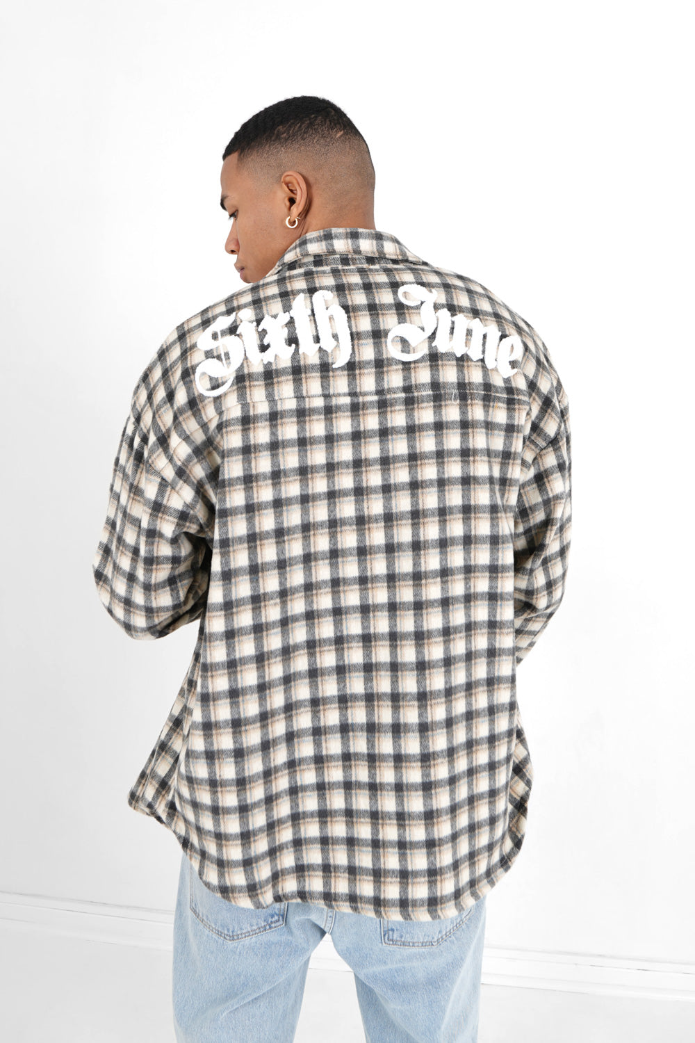 Sixth June - Chemise tartan patch bouclette Gris